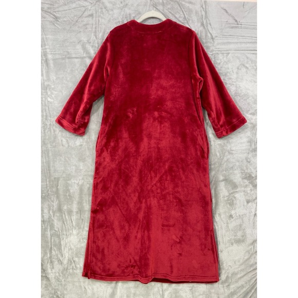 Natori Luxurious‎ Plush SMALL House Dress Caftan Red Soft Cozy Zip Up Lounge 51" - Picture 3 of 7